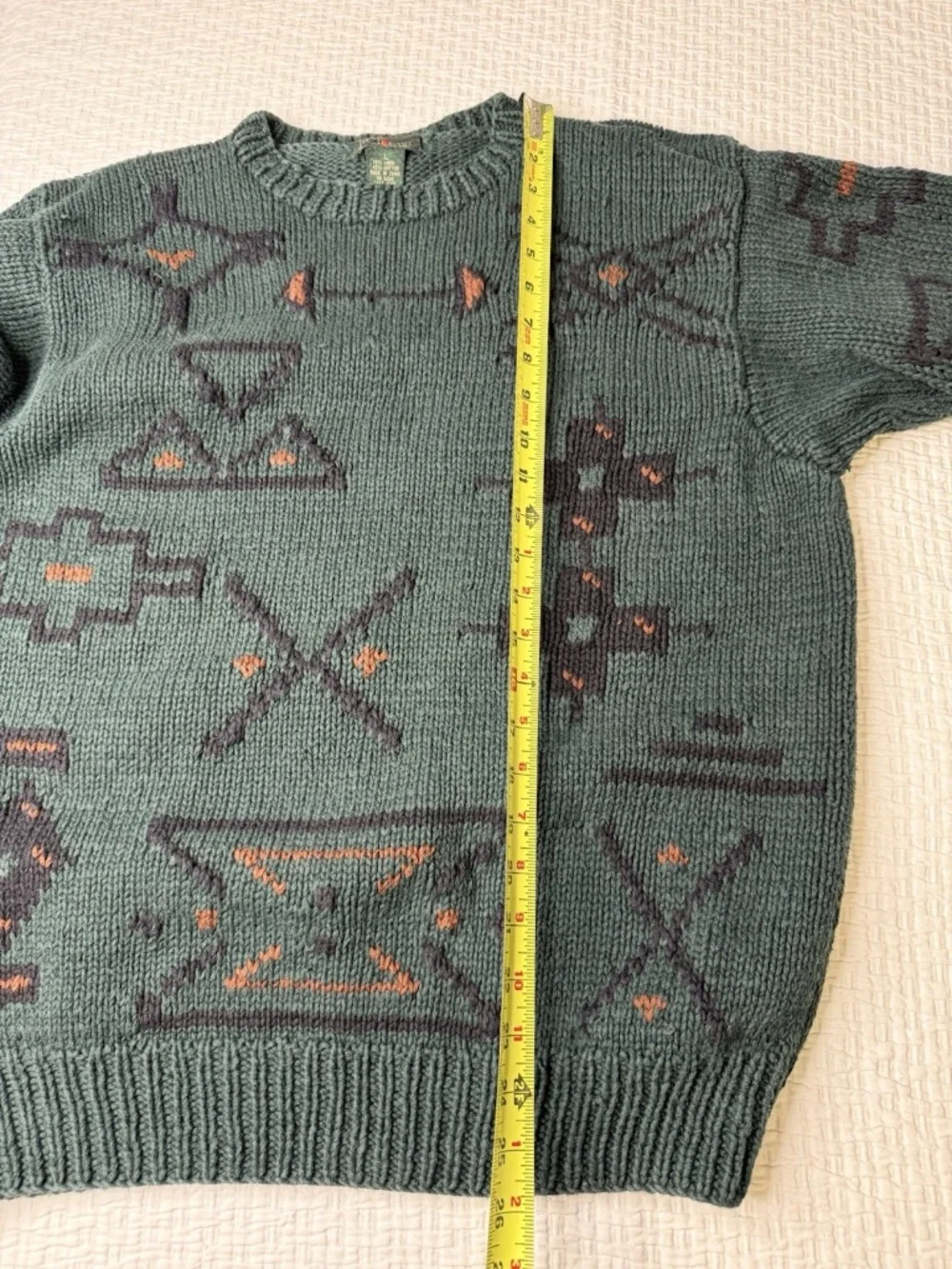 VTG J Crew Oarsman Sweater Sz L Linen Cotton Heavy Knit Fisherman Southwestern